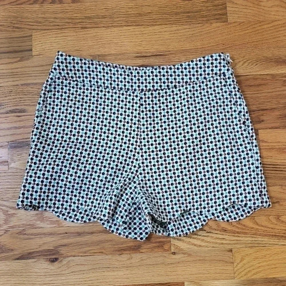 Anthropologie High Waist Multicolored Cotton Blend Georgie Scalloped Shorts(4) - Picture 3 of 11